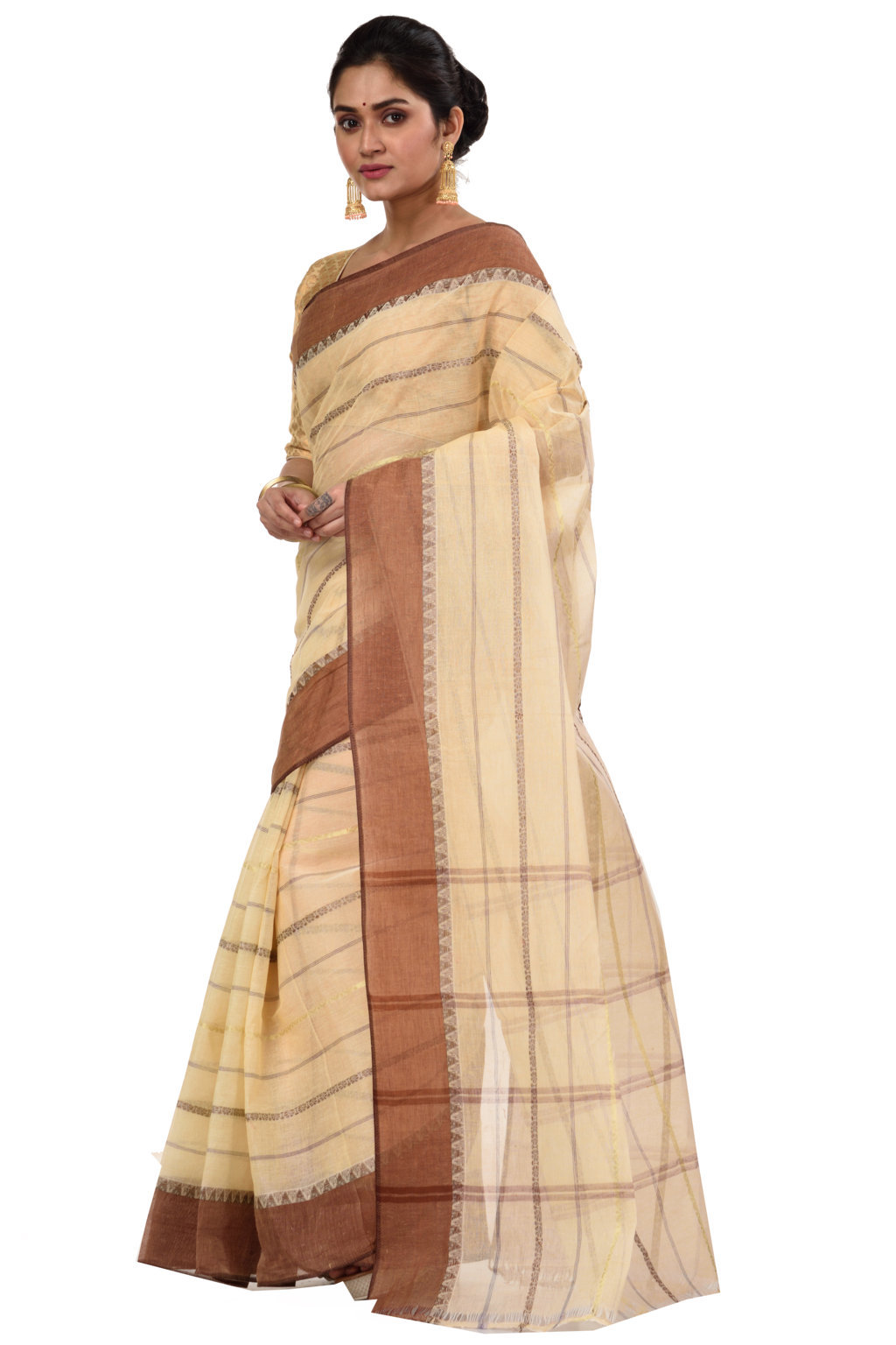 Brown Pure Cotton Boysko Tant Saree (426)
